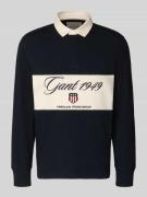 Gant Sweatshirt mit Polokragen und verdeckter Knopfleiste in Black, Gr...