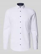 Jake*s Slim Fit Business-Hemd mit Knopfleiste in Weiss, Größe 45/46