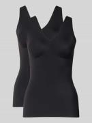 Schiesser Slim Fit Top mit V-Ausschnitt Modell 'Invisible' in Black, G...