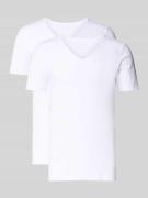 Schiesser Slim Fit T-Shirt mit V-Ausschnitt im 2er-Pack in Weiss, Größ...