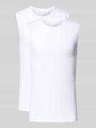 Schiesser Slim Fit Top aus Baumwoll-Mix im 2er-Pack in Weiss, Größe S