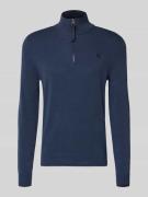 Lerros Strickpullover mit Troyer-Kragen in Marine, Größe L