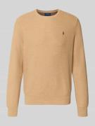 Polo Ralph Lauren Strickpullover mit Label-Stitching in Camel Melange,...