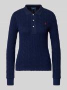 Polo Ralph Lauren Strickpullover mit Zopfmuster und Polokragen in Dunk...
