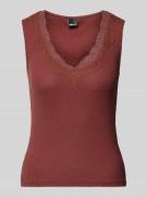 Gina Tricot Trägertop mit V-Ausschnitt und Spitze in Bordeaux, Größe L