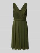 TROYDEN COLLECTION Cocktailkleid mit V-Ausschnitt in Oliv, Größe 32