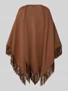 Betty Barclay Poncho aus Viskose-Mix mit Fransen in Cognac, Größe 1