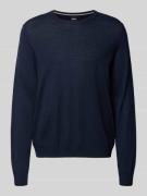 BOSS Longsleeve aus Schurwolle Modell 'Leno' in Dunkelblau, Größe XXL
