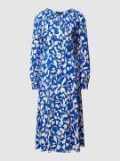 comma Midikleid mit Allover-Muster in Royal, Größe 44