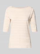 comma T-Shirt mit U-Boot-Ausschnitt in Beige, Größe 34