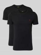 Polo Ralph Lauren T-Shirt mit Label-Stitching in Black, Größe L