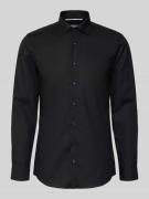 ETERNA Slim Fit Business-Hemd mit Knopfleiste in Black, Größe 43