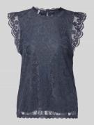 Pieces Shaped Fit Blusentop mit Spitzenbesatz Modell 'OLLINE' in Dunke...
