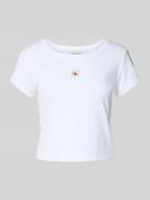 Calvin Klein Jeans Cropped T-Shirt mit Label-Detail in Weiss, Größe L