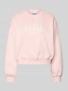 Review Sweatshirt mit Label-Print und Rundhalsausschnitt in Rose, Größ...