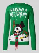 Lindbergh Strickpullover mit Label-Stitching in Gruen, Größe XL