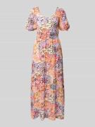 ICHI Midikleid aus Viskose mit V-Ausschnitt in Pink, Größe L