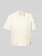 Jake*s Collection Loose Fit Hemdbluse aus Baumwoll-Leinen-Mix in Ecru,...