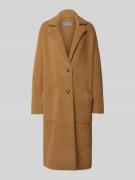 WHITE LABEL Webpelzmantel mit Reverskragen in Cognac, Größe 34