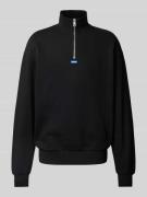 Hugo Blue Sweatshirt mit Troyer-Kragen Modell 'Neeler' in Black, Größe...