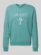 Guess Sweatshirt mit Label-Print Modell 'TREATED' in Aqua, Größe XXL