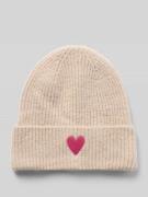 Pieces Beanie mit Stickerei Modell 'MALIKA' in Beige Melange, Größe 1