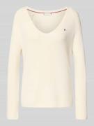 Tommy Hilfiger Regular Fit Strickpullover aus reiner Baumwolle in Ecru...