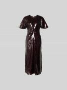 ROTATE Midikleid mit Allover-Pailettenbesatz in Schoko, Größe 34
