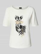 s.Oliver BLACK LABEL Slim Fit T-Shirt aus Baumwoll-Mix in Offwhite, Gr...