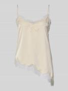 Mango Blusentop mit Spaghettiträger in Beige, Größe L