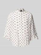 Marc Cain Relaxed Fit Bluse mit Stehkragen in Offwhite, Größe 36