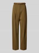 Max Mara Studio Wide Leg Hose aus reiner Schurwolle in Khaki, Größe 38