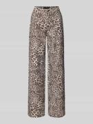 Marc Cain Wide Fit Jeans mit Allover-Animal-Print in Sand, Größe 34