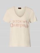 miss goodlife Loose Fit T-Shirt mit V-Ausschnitt in Sand, Größe L