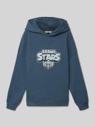 Mango Regular Fit Hoodie mit Statement-Print in Rauchblau, Größe 128