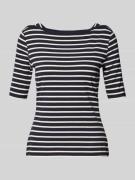 comma T-Shirt mit U-Boot-Ausschnitt in Marine, Größe 34