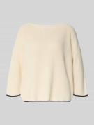 comma Strickpullover mit 3/4-Ärmel in Offwhite, Größe 34