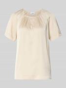 comma Relaxed Fit Bluse mit gelegten Falten in Beige, Größe 34
