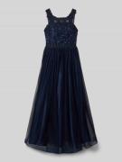 DANAMADE Regular Fit Abendkleid mit floralem Spitzenbesatz in Marine, ...