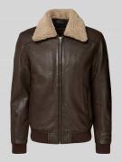 MAURITIUS Bomberjacke in Leder-Optik in Dunkelbraun, Größe L