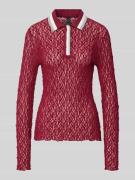 Marc Cain Slim Fit Longsleeve im semitransparenten Design in Kirsche, ...