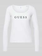 Guess Longsleeve mit Label-Print und Rundhalsausschnitt in Weiss, Größ...