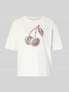 Marc Cain T-Shirt mit Motiv-Print in Weiss, Größe 34