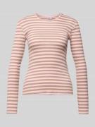 Pieces Slim Fit Langarmshirt aus Baumwoll-Mix in Rosa, Größe L