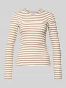Pieces Slim Fit Langarmshirt aus Baumwoll-Mix in Beige, Größe L