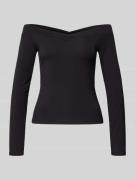 Pieces Slim Fit Langarmshirt aus Viskose-Mix in Black, Größe L