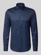 Jake*s Slim Fit Businesshemd in Premiumqualität in Marine, Größe 43/44