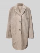 WHITE LABEL Webpelzmantel mit Reverskragen in Taupe, Größe 34