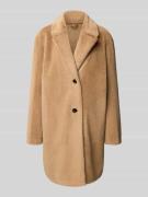 WHITE LABEL Webpelzmantel mit Reverskragen in Cognac, Größe 36