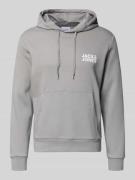 Jack & Jones Hoodie mit Label-Print und Känguru-Tasche in Hellgrau, Gr...